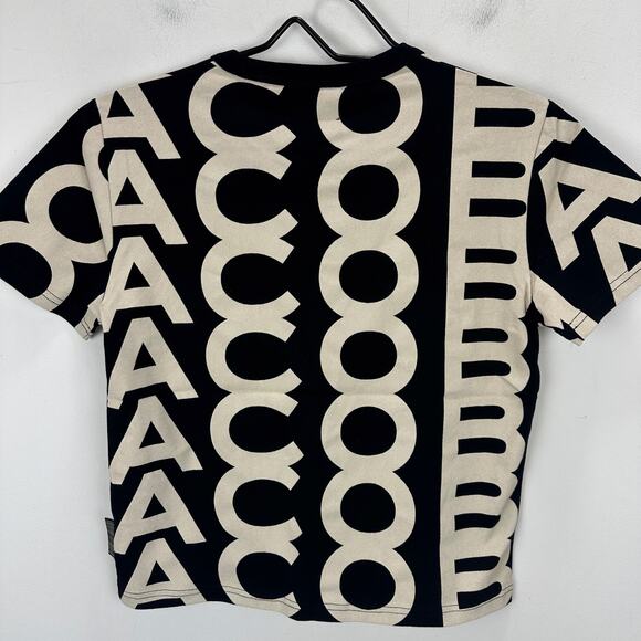 Marc Jacobs The Monogram Baby Tee Shirt Black Ivory Logo Crewneck Small NWT - Picture 11 of 11